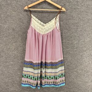 Peachpuff Dress Women S Small Pink Plaid Shift Short V-Neck Sleeveless Lined